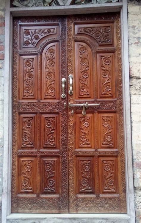 Exterior 35Mm Sheesham Wood Carved Double Door For Home And Hotel At