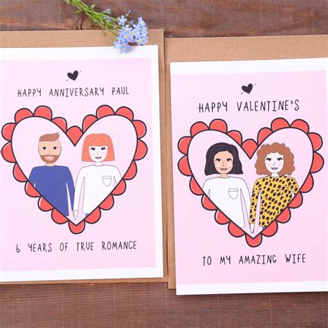 Personalised Anniversary Valentines Portrait Card By Superfumi