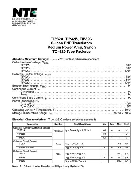 Tip A Nte Transistors Hoja De Datos Ficha T Cnica Distribuidor