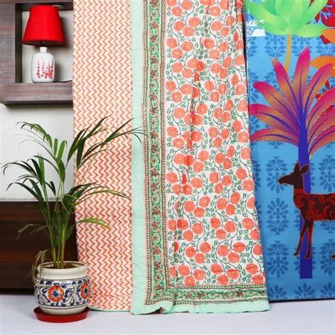 Vandana Handicrafts Multicolor Hand Block Printed Cotton Fine Quilt