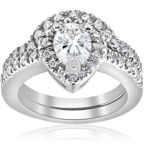 14kt White Gold Womens Round Diamond Halo Bridal Wedding Engagement