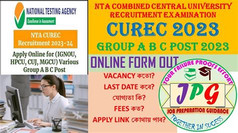 Nta Combined Central University Recruitment Examination Curec