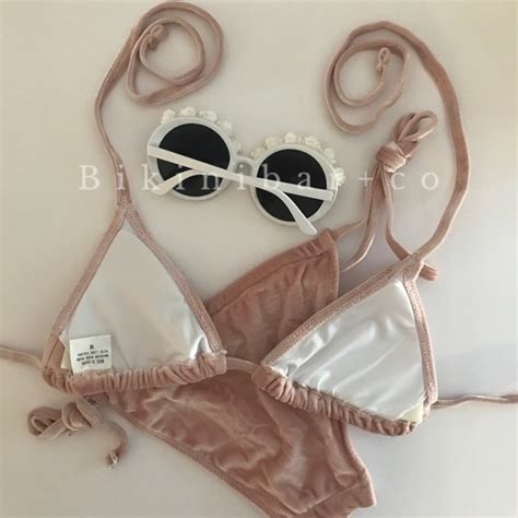 Swim New Blush Pink Velvet Stringy Cheeky Bikini Set Poshmark