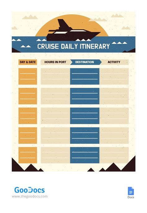 Cruise Daily Itinerary Template In Google Docs