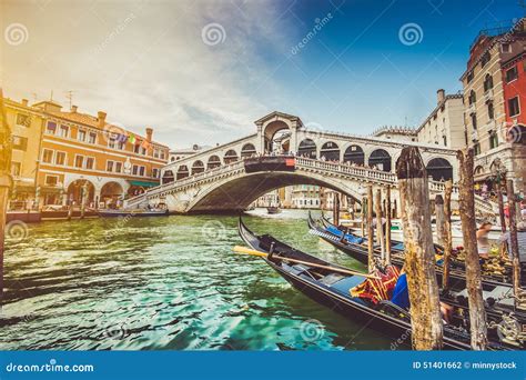 Canal Grande with Rialto Bridge at Sunset, Venice, Italy Stock Photo ...