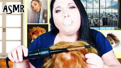 Asmr Gum Chewing Hair Salon Roleplay Hair Curling Real Hair Hair Brushing Hair Play Styling