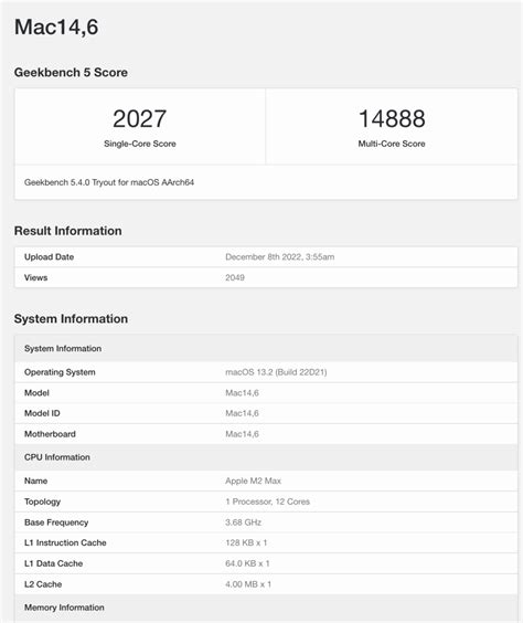 Lộ điểm Geekbench Mac 14 6 tiết lộ sức mạnh chip M2 Max Tin mới