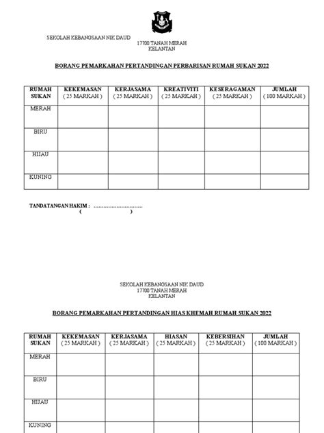 360386621 Borang Pemarkahan Pertandingan Perbarisan Rumah Sukan Doc Pdf