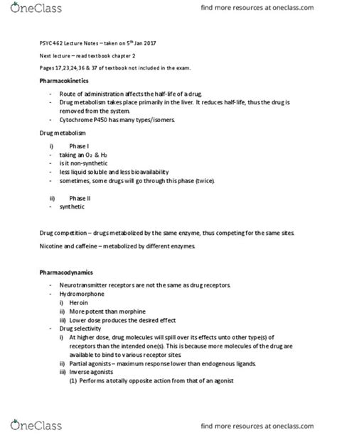 Psyc Lecture Notes Spring Lecture Hydromorphone