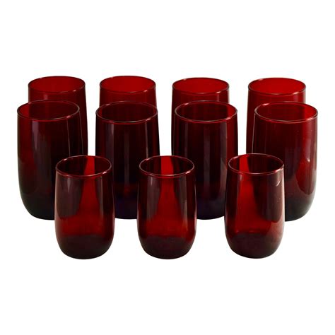 Ruby Red Glassware – Set of 11 | Chairish