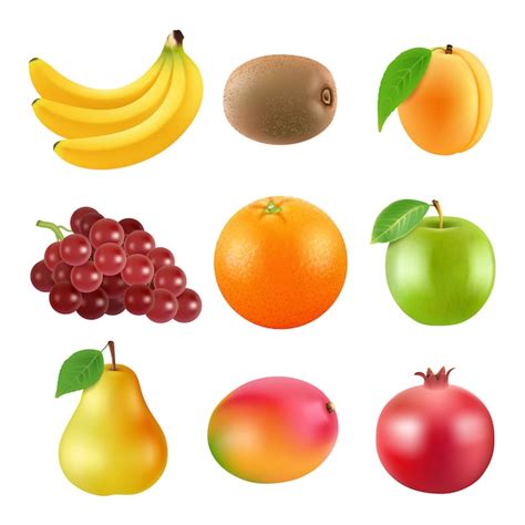 Diferentes Ilustraciones De Frutas Aislar Imágenes Vectoriales