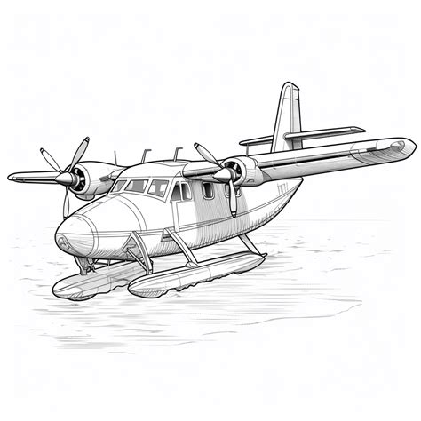 Wasserflugzeug Auf Blauem See Happycoloring Net