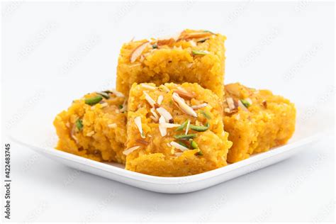 Sindhi Indian Mithai Sev Badam Halwa Burfi Barfee Or Barfi Is Made Of