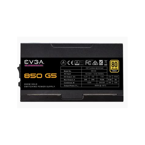 Fuente De Poder 850 G5 Supern Evga Certificación 80 Gold Full Modular 220 G5 0850 X1