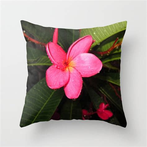 Plumeria Flower Pillow Hot Pink Pillow Hawaiian Pillow Girly Pillow