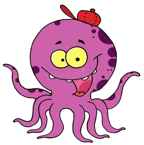 Happy Purple Octopus stock vector. Image of cartoon, illustration ...