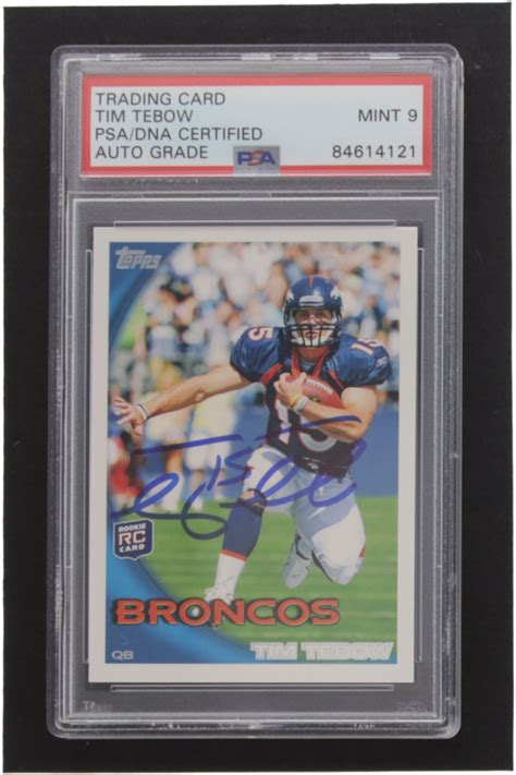 Tim Tebow Signed 2010 Topps 440A RC Leaping Pose PSA Pristine