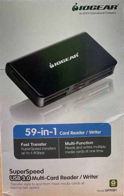 Used IOGEAR GFR381 USB 3 0 Multi Card Reader Writer For HD Data