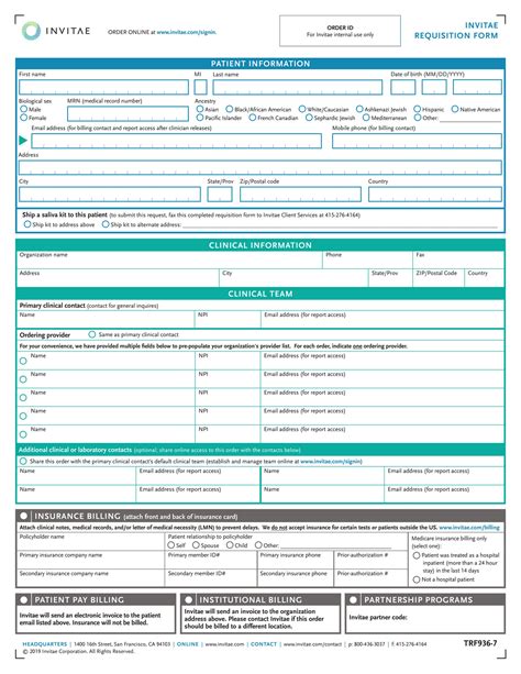 Invitae Trf Invitae Hereditary Cancer Simplified Requisition Form