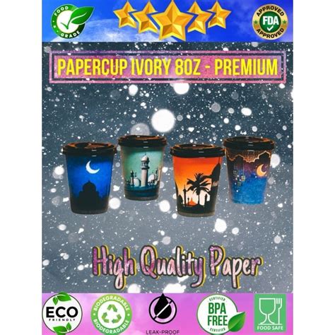 Jual PEMBELIAN KELIPATAN 50PCS HOT CUP 8oz NESTO MOTIF LEBARAN HARI RAYA PAPER CUP 8oz NESTO