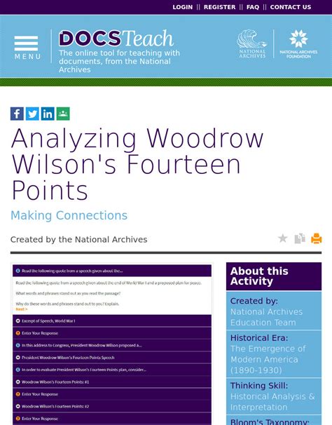 Analyzing Woodrow Wilson's Fourteen Points Interactive for 6th - 12th ...