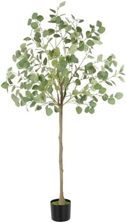 Fogein Artificial Eucalyptus Tree 5Ft Tall Fake Potted Tree Silk Faux