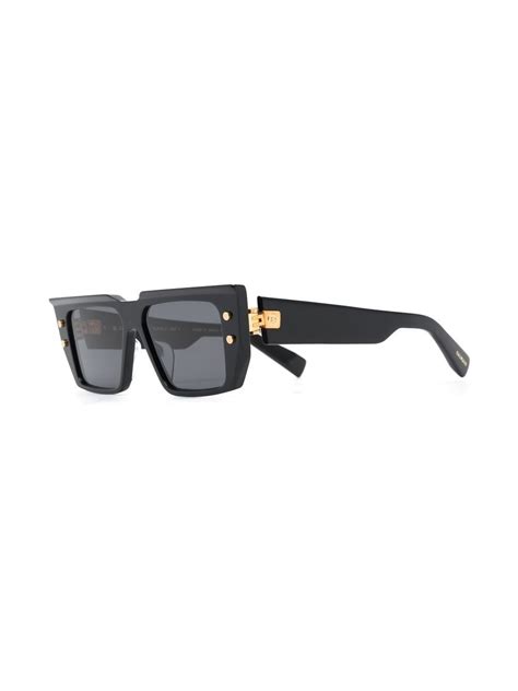 Balmain Eyewear Square Frame Sunglasses Black Farfetch