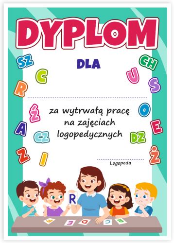 Dyplom Logopedyczny Uniwersalny wzór 4 SzkolneNaklejki pl