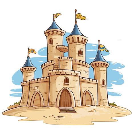 Ilustraci N Vectorial De Dibujos Animados De Castillo De Arena Dibujado