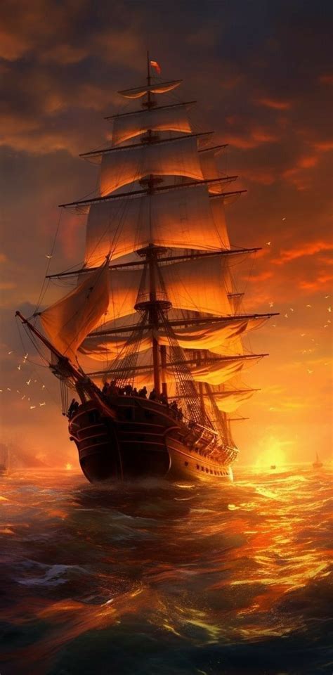 Pirate Ship Wallpaper at Sunset