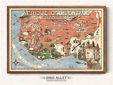 Fun Map of French West Africa digital Download PRINTABLE Vintage Old ...