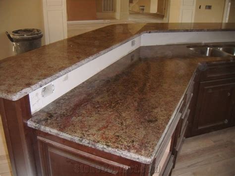 Red Montana Granite Kitchen Peninsula Countertops from United States - StoneContact.com