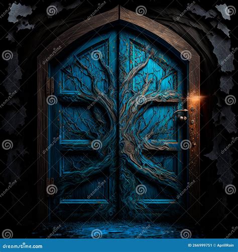 Mysterious Wooden Door With Patterns Royalty-Free Illustration