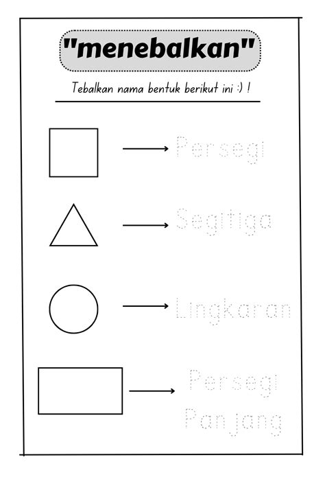 Menebalkan Nama Bentuk Geometri Materi Guru Materi Membaca Dan Menulis Materi Kelas Satu