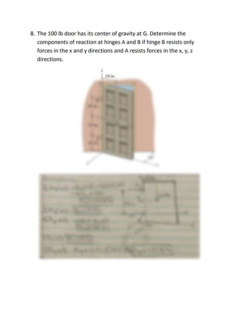 SOLUTION 8 The 100 Lb Door Has Its Center Of Gravity At G Determine