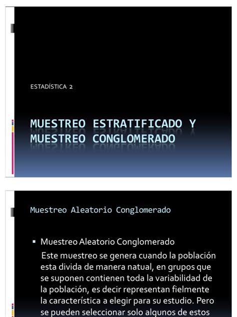 Muestreo Estratificado Y Conglomerado Pdf Muestreo Estadísticas Investigación De Mercado