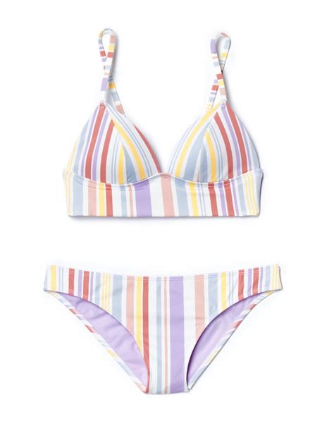 Nina Stripe White Bikini Set S XL Adore Me