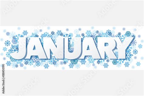 January Single Word With Snowflakes Banner Vector Illustration 1 Stock