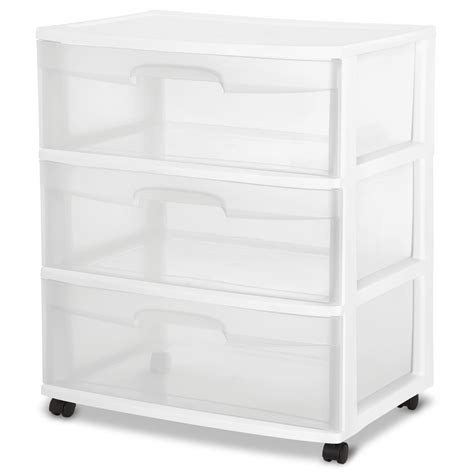 Sterilite Wide 3 Drawer Cart White Walmart Drawer Cart Storage