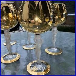 Set Of 6 Bayel Bacchante Gold Nude Wine Glasses Set Of SIX Crystal