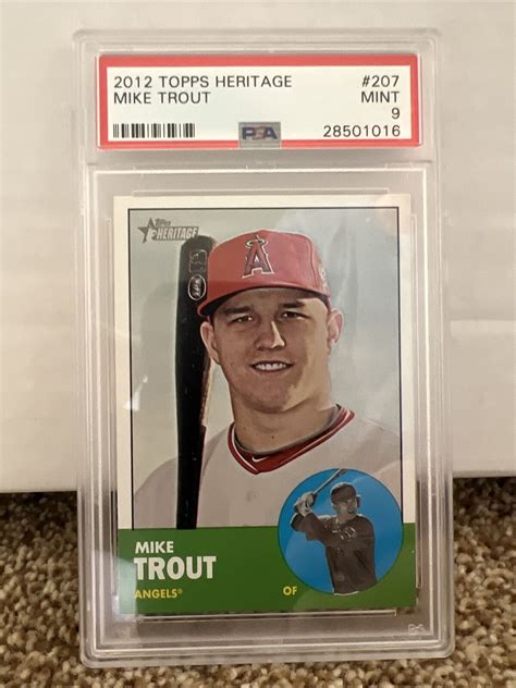 Topps Heritage Mike Trout Psa Mint St Trout Heritage Angels Ebay