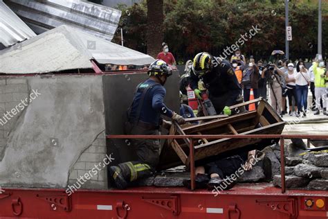 Rescuers Simulate Rescue Person Who Trapped Editorial Stock Photo ...