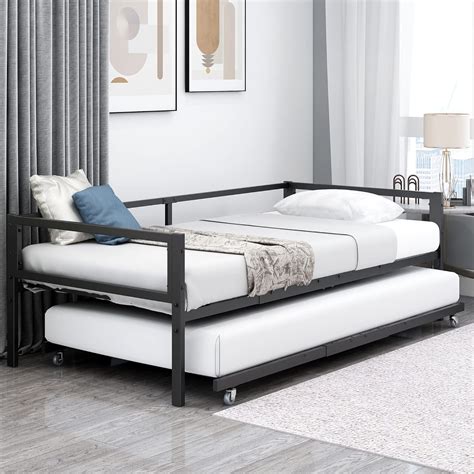 DUMEE Metal Daybed Frame With Trundle Multifunctional Mattress