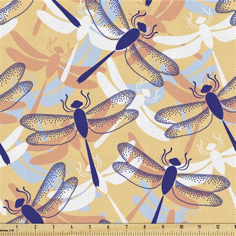 Dragonfly Fabric By The Yard Upholstery Uneven Big Repetitive Winged