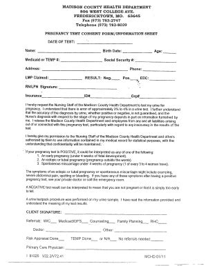 Pregnancy Test Form Fill Out And Sign Printable PDF Template SignNow