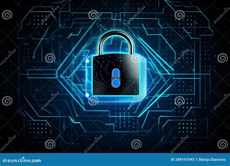 Cyber Security Concept Lock Symbol From Lines And Triangles Point