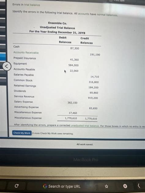 solved errors  trial balance identify  errors   cheggcom