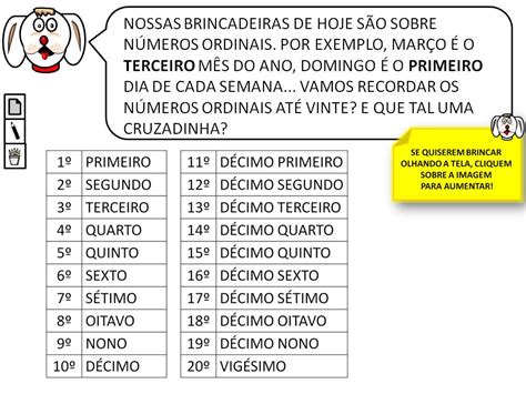 Blog do Amigo Nicola OS NÚMEROS ORDINAIS E O CALENDÁRIO