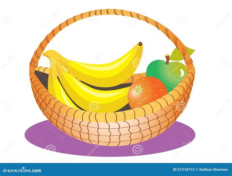 Basket of fruit stock vector. Image of lunch, wicker - 57218712