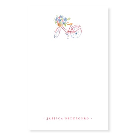 Pink Bicycle With Flower Basket Personalized Notepad — Simply Jessica Marie